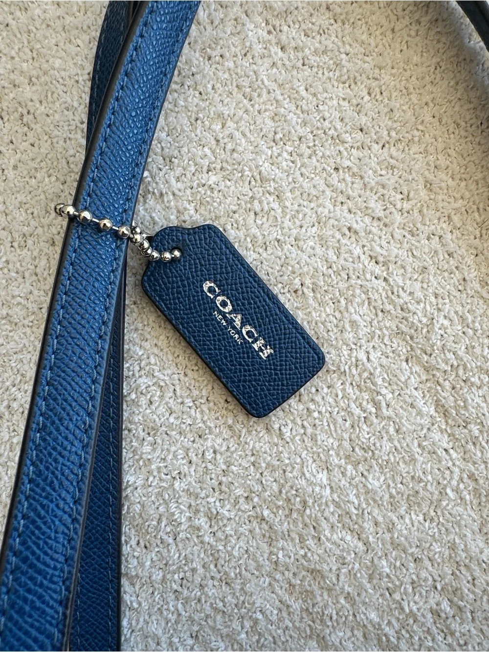 Coach Navy Pebbled Leather Tote - Coach
